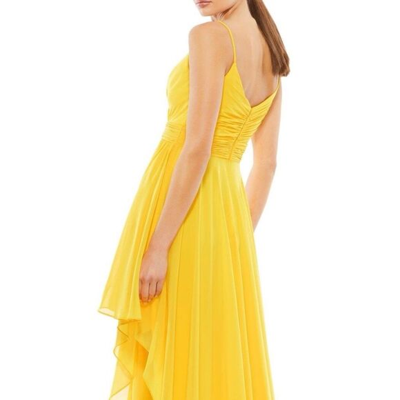 NWT Mac Duggal dress #70191 Asymmetrical Skirt Chiffon Dress in Marigold. Size 0 - Picture 3 of 14